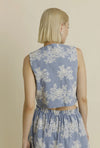 Embroidered Denim Vest w/ Ties