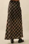 Fade to Black Plaid Maxi Skirt