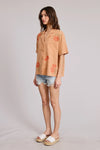 Daisy Embroidered Button Down Blouse- Ripe Peach