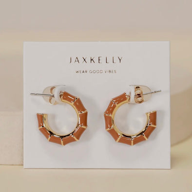 Vintage Hoop Earrings - Brown Enamel