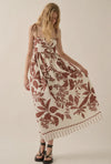 Tropics Print FIt & Flare Maxi- Cream/Mocha