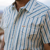 Serape Pearl Snap Shirt- Teal Stripe