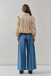 Genevieve Pleated Wide Leg Trouser-Denim