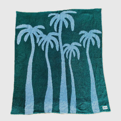 Dancing Palms Plush Throw- Evergreen