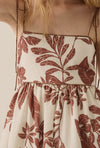 Tropics Print FIt & Flare Maxi- Cream/Mocha