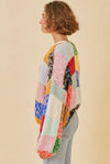 Open Front Rainbow Block Cardigan