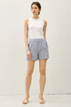 Striped Cotton Gauze Shorts- Stone Blue