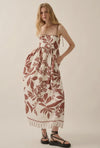 Tropics Print FIt & Flare Maxi- Cream/Mocha