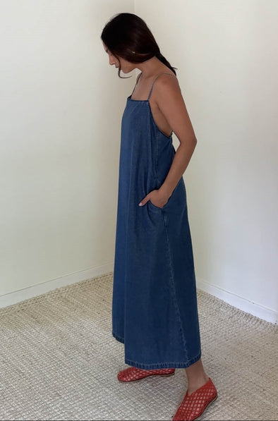 Dakota Square Neck Denim Midi Dress