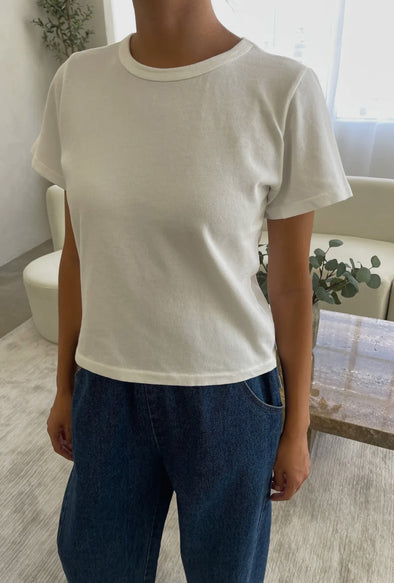 Le Bon Organic Vintage Little Boy Tee- White