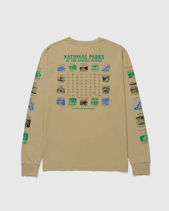 Pictograms National Parks Checklist L/S Tee- Khaki