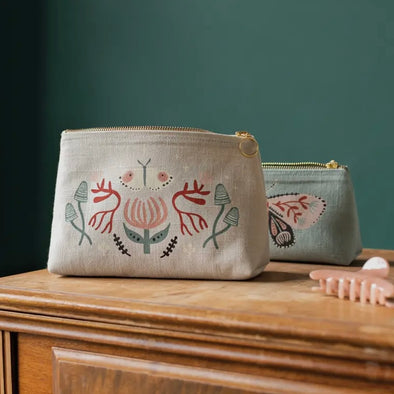 Far & Away Small Cotton Cosmetic Pouch
