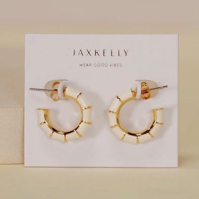 Vintage Hoop Earrings - Cream Enamel