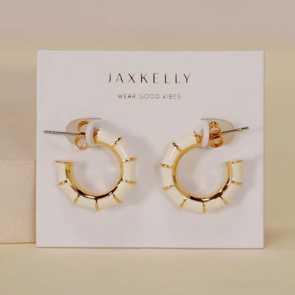 Vintage Hoop Earrings - Cream Enamel