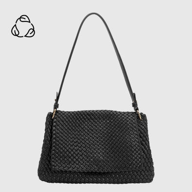 Natalia Recycled Vegan Shoulder Bag- Black