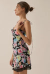 Not Your Mom's Floral Chiffon Mini Slip Dress- Black Floral