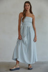 Striped Bandeau Maxi Dress- Blue/Cream