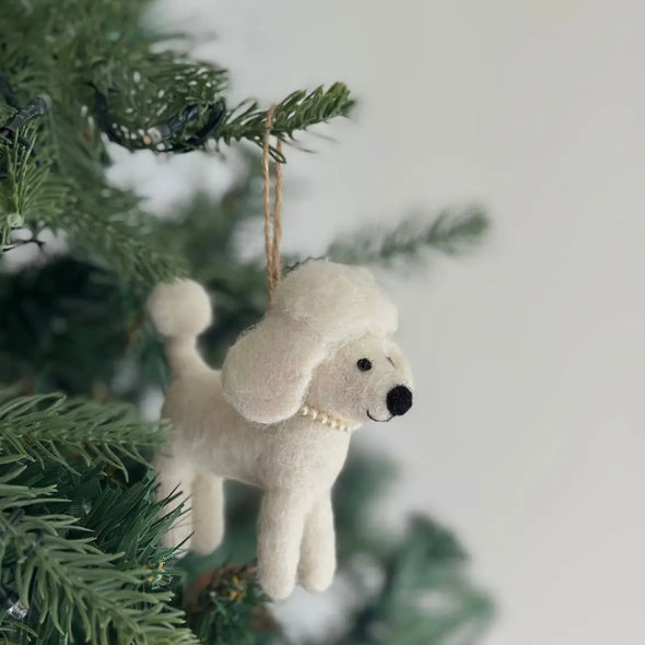 Felt White Poodle Ornament