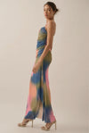 Colorburst Tie-Dye Mesh Maxi Dress- Multi