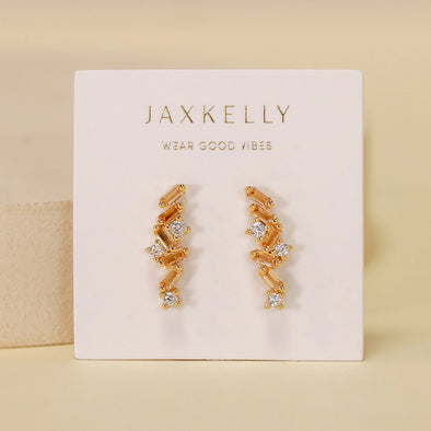 Cascading Baguette Drop - Gold Earrings