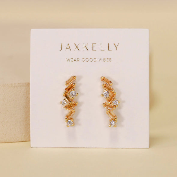 Cascading Baguette Drop - Gold Earrings