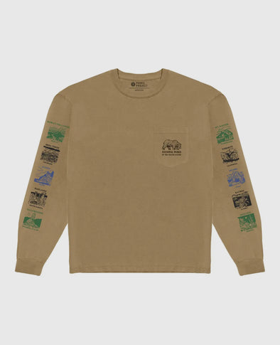 Pictograms National Parks Checklist L/S Tee- Khaki