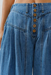 Genevieve Pleated Wide Leg Trouser-Denim