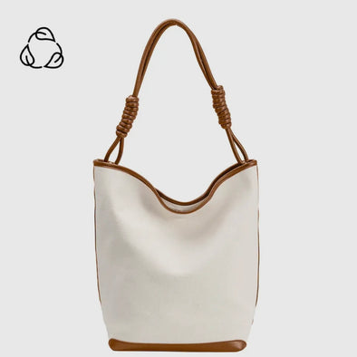 Adeline Large Canvas Tote Bag- Cream/Tan