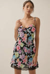 Not Your Mom's Floral Chiffon Mini Slip Dress- Black Floral