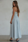 Striped Bandeau Maxi Dress- Blue/Cream