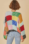 Open Front Rainbow Block Cardigan