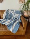 Dancing Palms Plush Throw- Light Blue