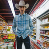 Durango Flannel- Blue/Cream