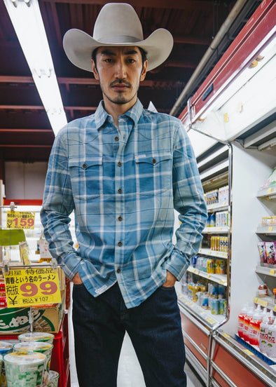 Durango Flannel- Blue/Cream