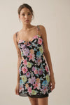 Not Your Mom's Floral Chiffon Mini Slip Dress- Black Floral