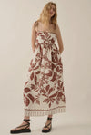 Tropics Print FIt & Flare Maxi- Cream/Mocha