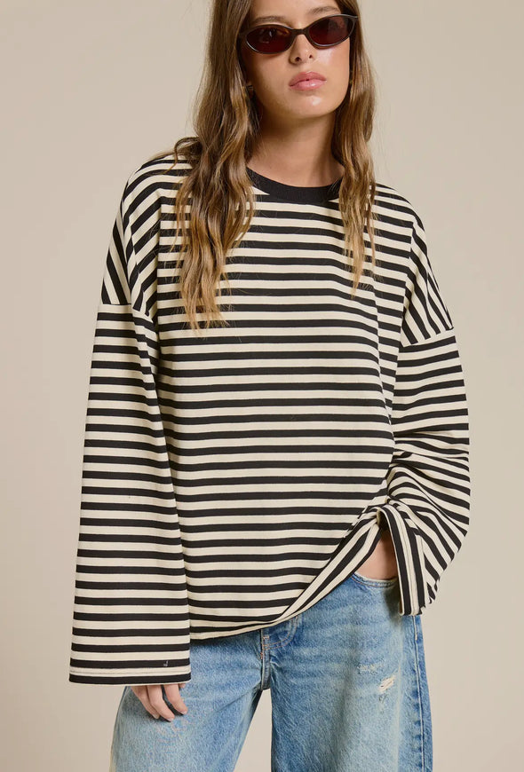 Hasley L/S Top- Black/Cream