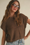 Dolman Sleeve Knitted Top- Espresso