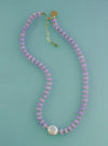 Gemstone & Pearl Beaded Necklace- Dew Drop Lilac