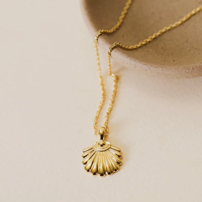 Seashell Pendant - 18kGP Gold Necklace