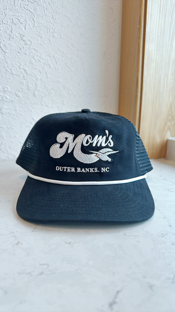 Mom's Logo w/ Seagull Trucker Snapback- Black