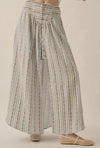 Floral Stripe Button Front Maxi Skirt- Blue/Cream