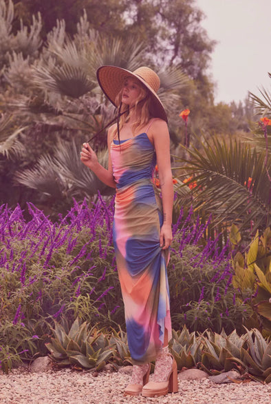 Colorburst Tie-Dye Mesh Maxi Dress- Multi