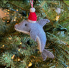 Dolphin w/ Santa Hat Wool Felt Ornament