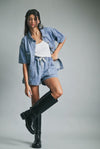 Denim Drawstring Shorts- 90's Wash