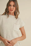 Half Mock Neck Knit Top- Cream