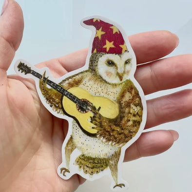 Guitar Owl Die Cut Vinyl Sticker