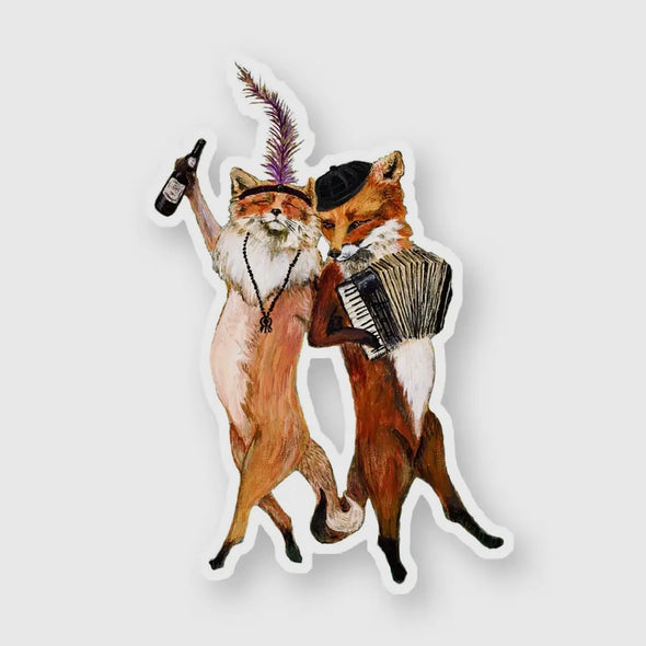 French Foxes Die Cut Vinyl Sticker