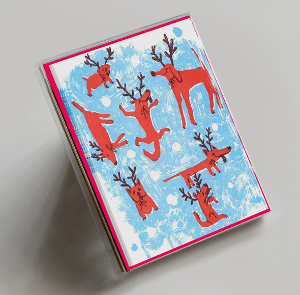 Winter Doggy Land Holiday Greeting Card BOX SET of 6