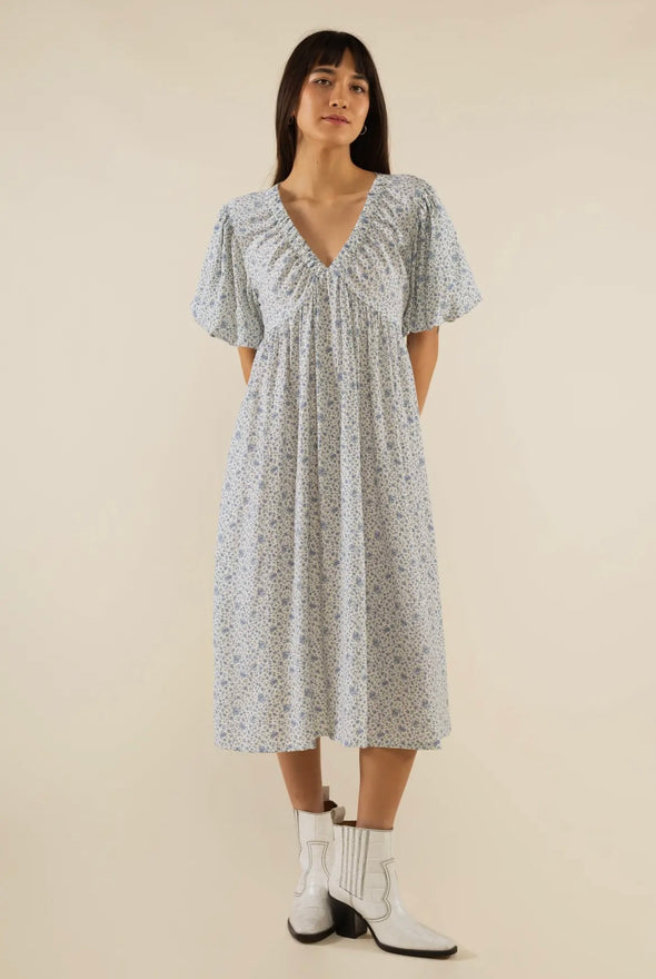 Karina Dress- Blue Ditsy Floral